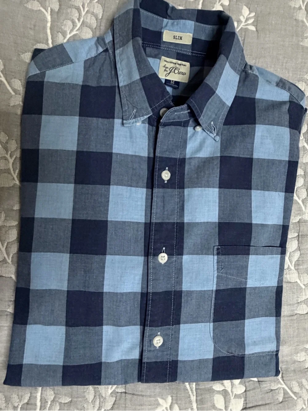 J.Crew Slim Fit Blue Check Shirt - Men's Medium